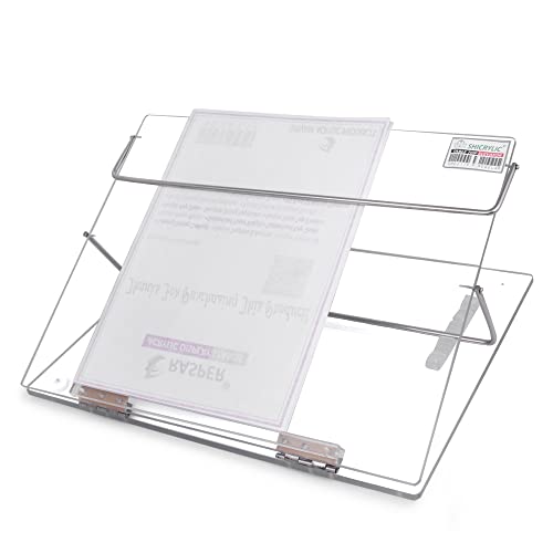 Image of Writing Desk Table Top Elevator with Adjustable Height Slant Book Reading Stand Office Tabletop Portable Easy Book Reading Stand (Small Size 15x12 Inches, Clear Transparent) 7MM Polystyrene
