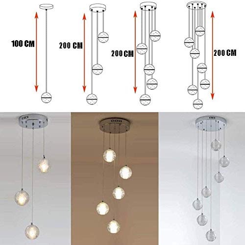 Lámpara colgante ajustable de 3 luces para techos altos o bajos 5
