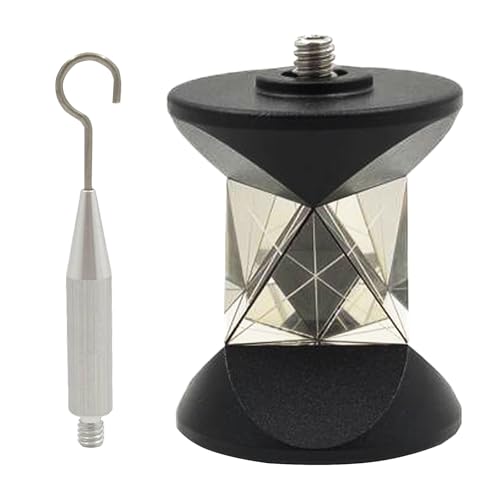 Image of 360 Degree Monitoring Mini Prism Total Station Reflective Prism GRZ101 Replacement with Hook Compatible with Leica Swiss Type Surveying Reflector (Silver Coated)