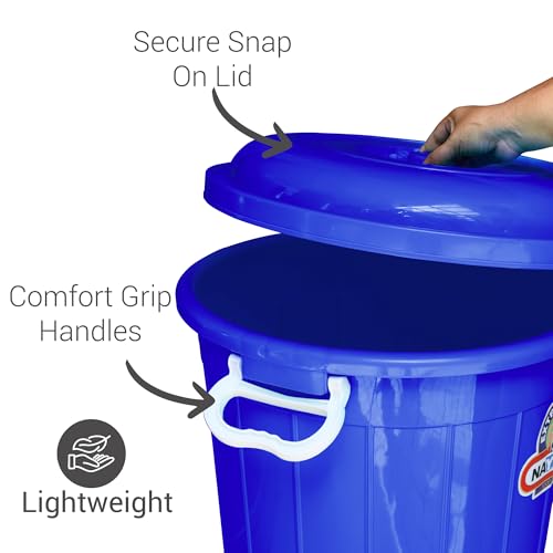 Image of Nayasa Bucket 32 with Lid- 30 Ltrs, Plastic Water Storage Bucket| Unbreakable Multipurpose Storage, Blue