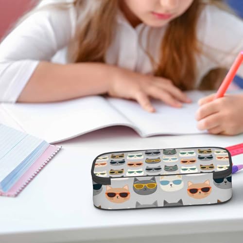 Image of Kitty Cat Pencil Case Funny Animal Pet Comic Cartoon Pencil Bag Pouch Box Organizer for College School Students Boy Girl