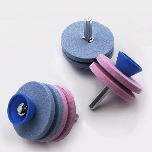 review LIZHOUMIL Double-Layer Lawnmower Sharpener Grinder for Lawn Mower Blade Grinding Wheel Sharpening Stone Tool Blue