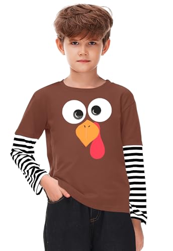 Image of Remimi Unisex Kids Christmas Long Sleeve Shirt Xmas Print Stripe Shirts 2-12 Years