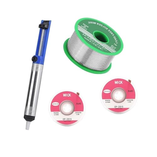 Solder Flux Paste, Solder Wick, Solder Sucker, 4 Pcs Solder Removal Tool Set for Electronic Components Soldering 3-in-1 Kit Included Solder Tool Set, Soldering Iron Assist Accessories DIY Kit