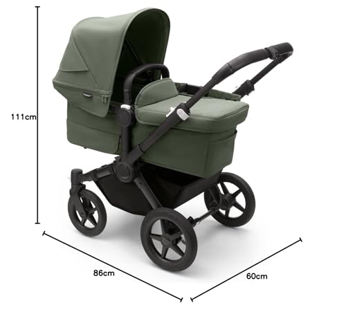 Bugaboo Donkey 5 Mono, Convertibile In Un Passeggino Doppio Affiancato, Design Migliorato, Seduta Reversibile, Guida A Una Mano E Archiviazione Espandibile, Nero/Forest Green - 8