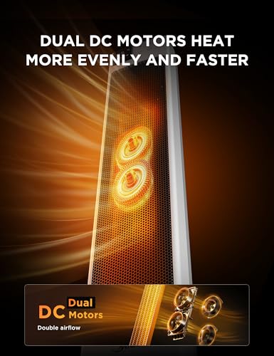 Midea MHF202RSWPK Electric Heater, 2000W Ceramic Space Heater with Thermostat and Remote Control, 30 Inch, 3 Modes 24H Timer, Overheat & Tip Over Protection, Instant Heat for Office Bedroom Home