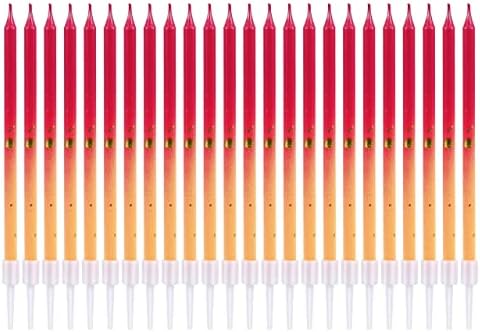 Gradient Colorful Birthday Cake Candles with Gold Glitter Power Long Thin Cupcake SOYA Wax Happy Birthday Candles Topper for Celebration,Party 24pcs (Cyan+Purple-2)