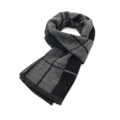 American Trends Scarf For Men Fall Winter Warm Scarves Gifts For Men Christmas Gifts Black & Grey thumb #1