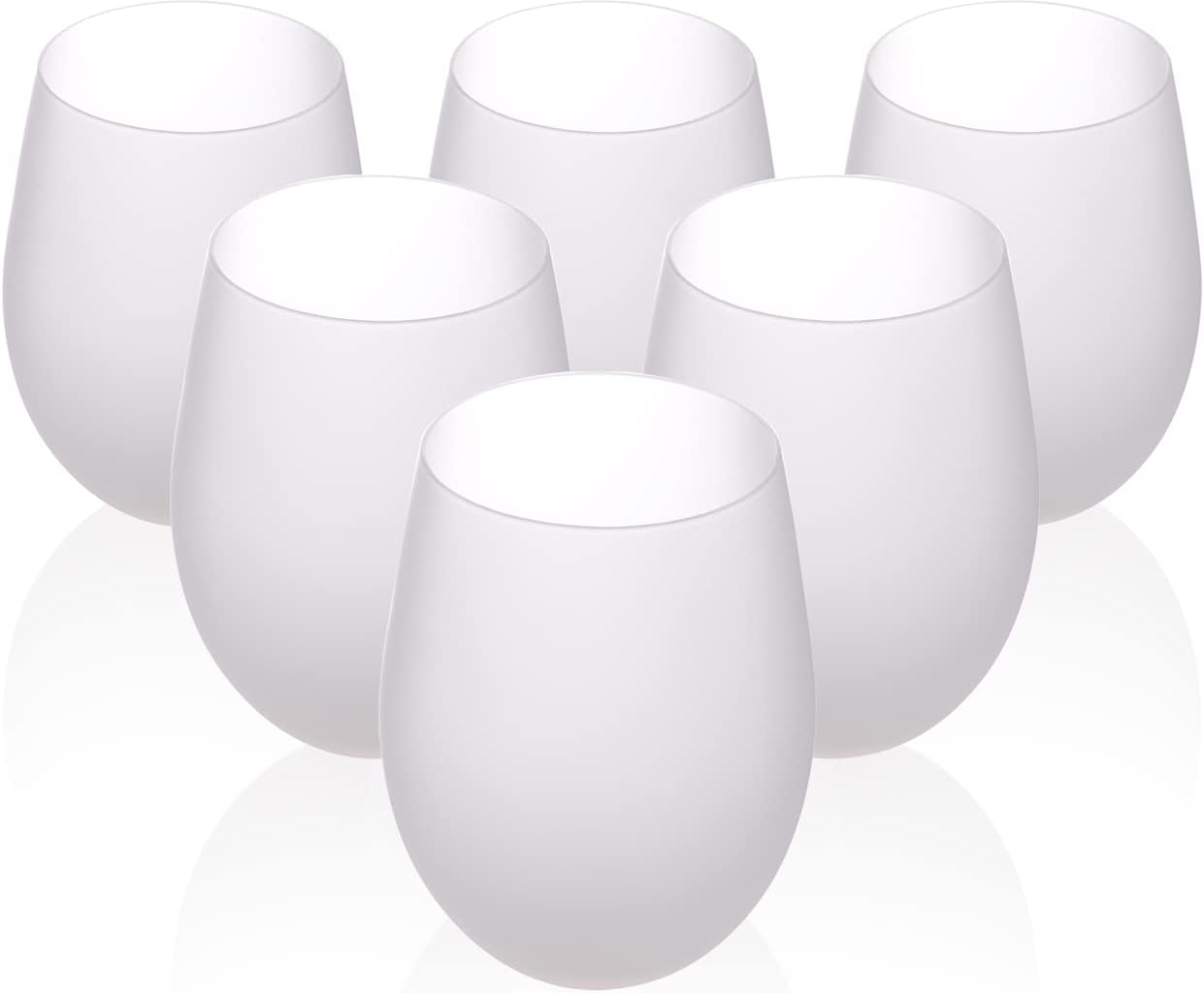 PYD Life Sublimation Blanks Wine Glasses Stemless Frosted 17 OZ Tumblers Cups Mugs Bulk for Sublimation Oven Printing 6 Pack