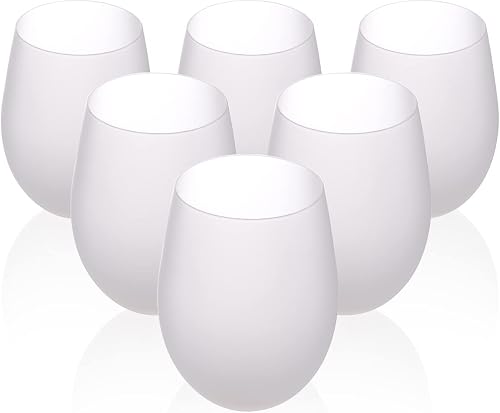 PYD Life Sublimation Blanks Wine Glasses Stemless Frosted 17 OZ Tumblers Cups Mugs Bulk for Sublimation Oven Printing 6 Pack