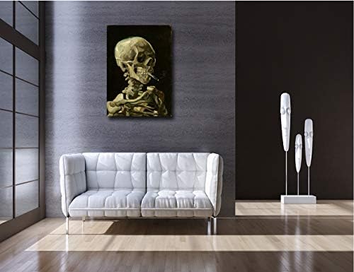 Skull Of A Skeleton With Burning Cigarette, 1886 By Vincent Van Gogh - Canvas Prints Wall Art Pictures Reproductions Artwork Paintings Poster With Frame Home Decor Ready To Hang - 20" X 28" #TOP3
