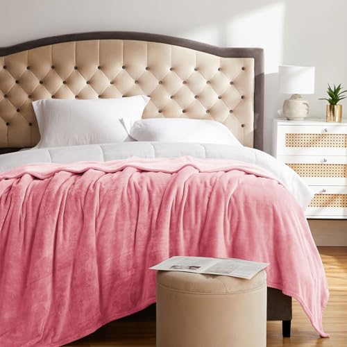 KMUSET Fleece Blanket Salmon Pink Lightweight Super Soft Cozy Fuzzy Bed Blankets Microfiber Factory Shop