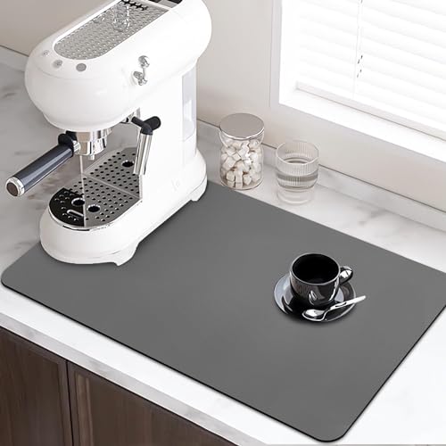 Image of RECLUSE Dish Drying Mat for Kitchen Counter, Diatomite Large Mat, Fast Absorbent Quick Drying Dish Mat, Dish Drying Rack Kitchen Mat with Waterproof Insulation Non-slip Placemat Drain Plate(40*60 cm)