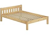 solide Verarbeitung Erst-Holz® Doppelbett Massivholzbett 140x200 Kiefer Natur Futonbett Einzelbett Rollrost 60.38-14