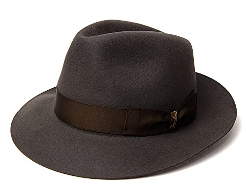 [Borsalino(ボルサリーノ)] ファーフェルト中折れ帽 390054(62cm チャコール)