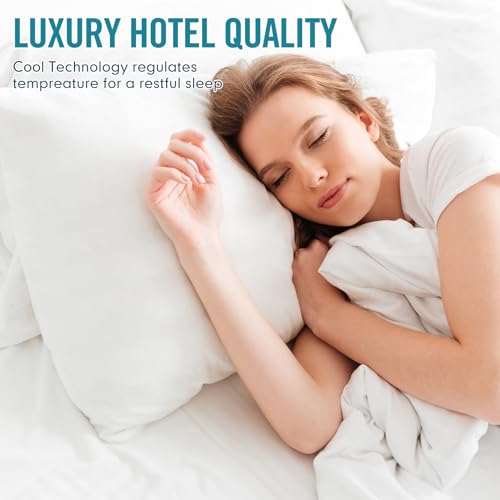 Image of Sycoodeal Standard Size Bed Pillows for Sleeping 4 Pack,Luxury Hotel Pillows,Comfortable and Supportive,Machine Washable,Suitable for Stomach,Back and Side Sleepers.