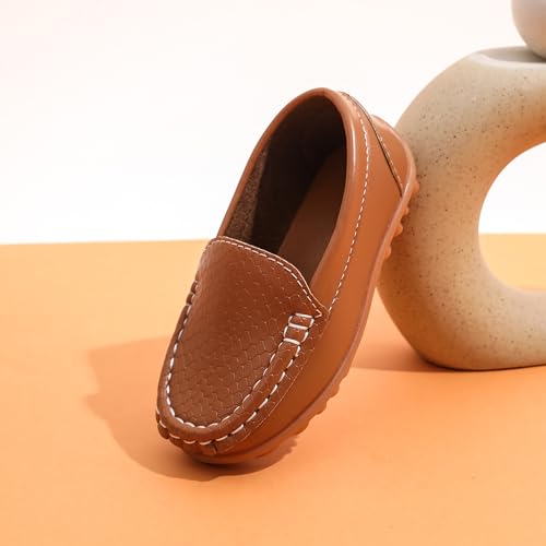 Image of Boys Loafers PU Leather Slip-On Toddler Dress Shoes Non-Slip Sole Kids Moccasins for School Events and Daily Wear
