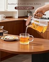 ZENS Magic Teekanne Glas mit Sieb, 1000ml Losen Teezubereiter, Walnuss – Ansicht 5