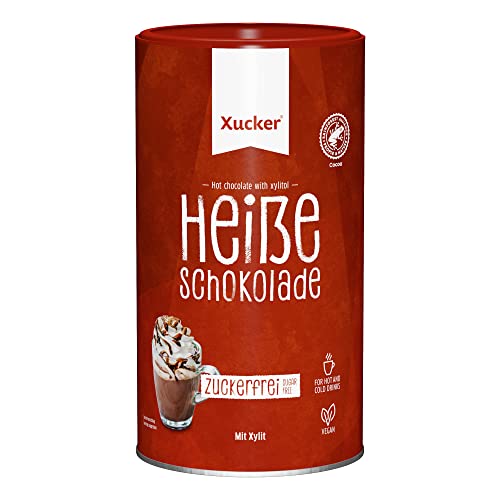 Xucker Heiße Schokolade ohne Zucker - Leckere Trink-Schokolade mit Xylitol Birkenzucker I Zuckerfreie Schokolade zum Trinken I heiß oder kalt genießbar I vegan und ohne Gentechnik (800g)