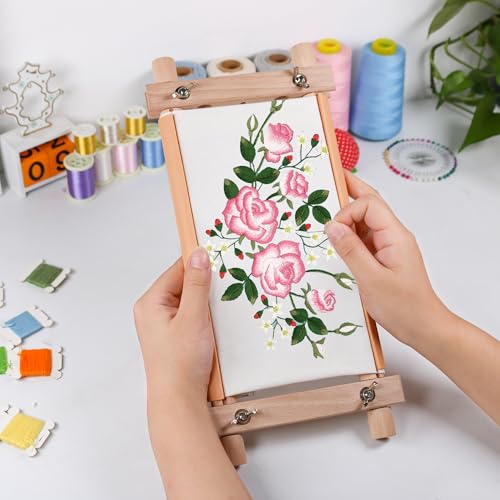 Image of Embroidery Tapestry Scroll Frame, Mini Cross Stitch Frame, Scroll Embroidery&Quilting Holder for Cross Stitch, Needlepoint, and Sewing Projects (12.6inch*9inch)