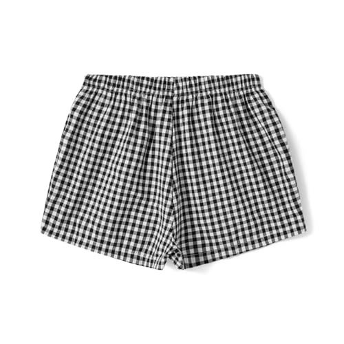 Image of Y2k Women Gingham Boxer Shorts Low Rise Micro Pajamas PJ Sleep Short Pants Plaid Sleepwear Sleeping Lounge Bottoms