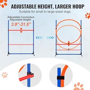 VEVOR Dog Agility Training Equipment, Dog Agility Course Backyard Set with Adjustable High Hurdles,Weave Poles,Jump Ring,Square Pause Box,Whistle,Foldable Bowl, Obstacle Course Kit with Storage Bag VEVOR Dog Agility Training Equipment Dog Agility Course Backyard Set with Adjustable High HurdlesWeave PolesJump RingSquare Pause BoxWhistleFoldable Bowl Obstacle Course Kit with Storage Bag
