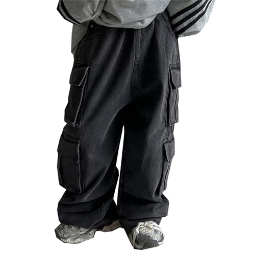 SANGTREE Boys' Cargo Jeans Elastic Waist Denim Baggy Pants, 2-12 Years2