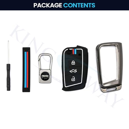 Image of KINGSWAY Volkswagen Car Key Cover and Keychain Perfect Shape and Compatible with 3 Buttons Smart Key of All Volkswagen Cars, Remote Key Shell, Car Key Chain Cover, 360 Protection, Gunmetal Grey