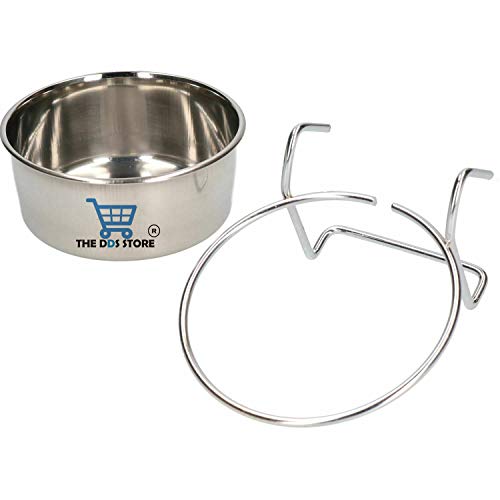 Image of Stainless Steel Hanging Bowl Bird Food Feeding Dish Water Seed Feeder for Parrot Macaw African Greys Budgies Parakeet Cockatiels Conure Lovebirds Finch (Hook Holder, 200.ML Hook Holder Pack of 1)