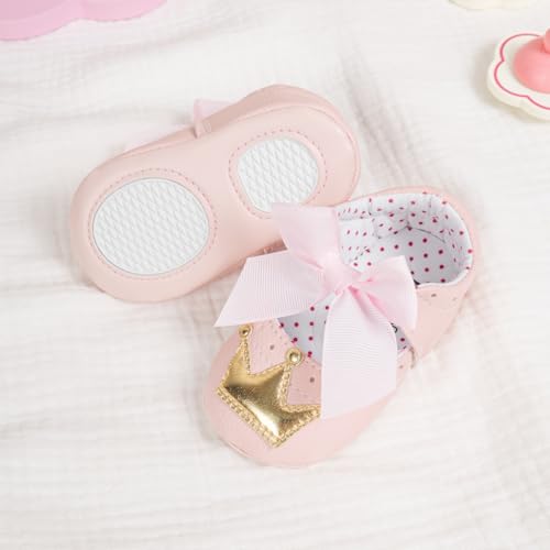 Image of Meckior Infant Baby Girl Sandals Soft Non-Slip Rubber Sole Handmade Princess Wedding Dress Shoes Toddler First Walkers