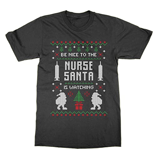 T-shirt Nurse Santa is Watching noir S pour Noël