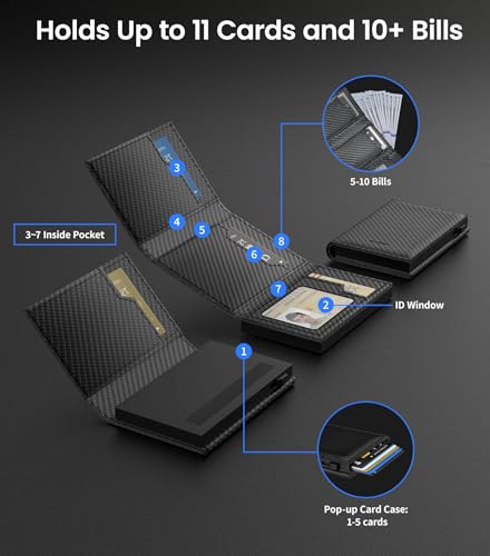 Mens Wallet with Tracker Black | Replacement for AirTag Wallet | Works with Apple Find My | FRID | Trackable | Trifold | 12 Cards holder | Money Pocket | ID Window| Gift Box4