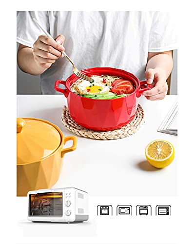 Grand bol à soupe jaune céramique avec couvercle récipient individuel - 3