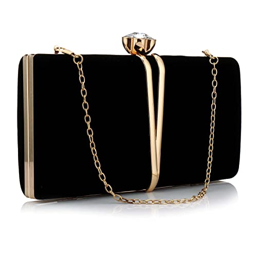 Gelory Clutch-Taschen für Damen: Vintage Abendtasche Diamant Handtasche Wildleder Samt Geldbörse Clutch Geldbörse mit abnehmbarer Kette für Hochzeit