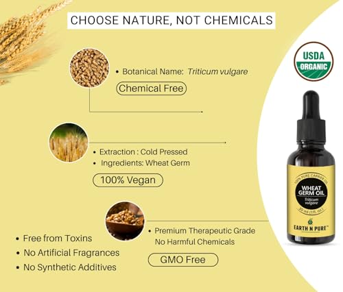 Image of Earth N Pure Wheat Germ Oil (Gehu Oil) Cold Pressed, Natural and Therapeutic Grade - 30 ml