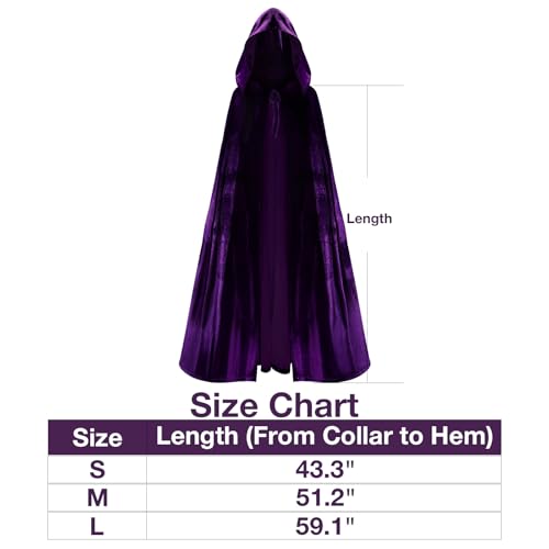 Image of Womens Halloween Cosplay Costume, Purple Hooded Cape with Red Gemstone Waist Belt, Costumes Props Set for Anime Figures
