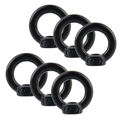 Image of M5 Eye Nut,Ring Eye Bolt Threaded Nuts,304 Stainless Steel,Black,6Pcs