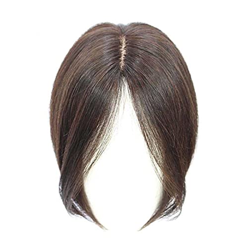 Real topper côté moyen des cheveux humains, réelles sans frange, couronne de topper pour femmes avec des cheveux éclaircissants