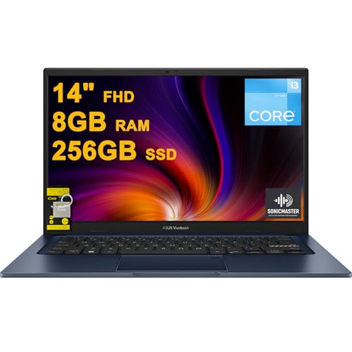 ASUS VivoBook 14 Business Laptop 14" FHD Anti-Glare Intel 6-core i3-1215U 8GB DDR4 256GB SSD Type-C Privacy Camera SonicMaster Fast Charging Win11 ICP Hub