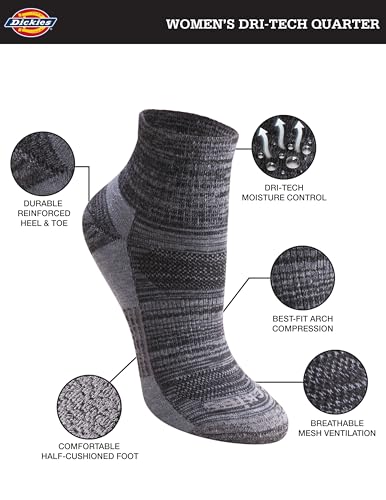 Image of Dickies Women's Dri-tech Moisture Wicking Quarter Socks (6 & 12 Pairs)