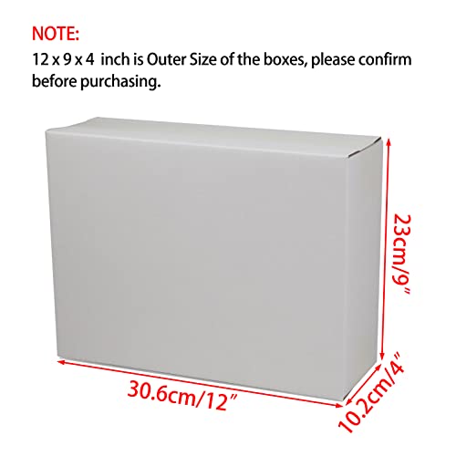 Image of 12x9x4 Inches Shipping Boxes, White Corrugated Cardboard Boxes for Small Bussiness, 25 Pack