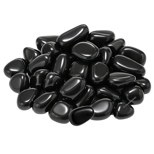Image of Certified Black Agate Crystal Healing Tumbled Stone, Natural Polished Crystals for DIY Crafts, Manifestation, Meditation, Pooja Feng Shui and Reiki Healing (30 Grams)
