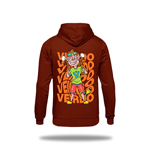 Image of Veirdo Cotton Fleece Regular Fit Full Sleeve Hooded Sweatshirt Front and Back Graphic Printed Jumper Hoodie for Men