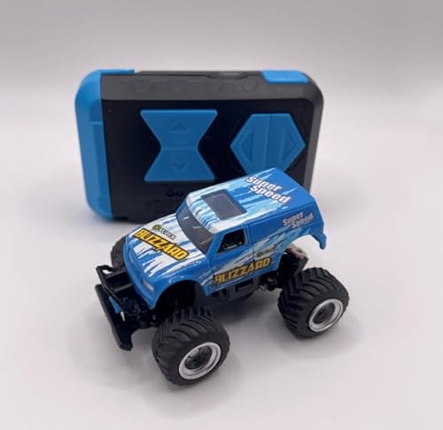 Mini RC Buggy Off-Road 1:64 Scale Upgraded 2.4G 5-Channel 7CM RC Radio Wireless Remote Control Car Coke Can Micro Racing Pocket Portable Truck for Multi-Users (Blue-Truck)