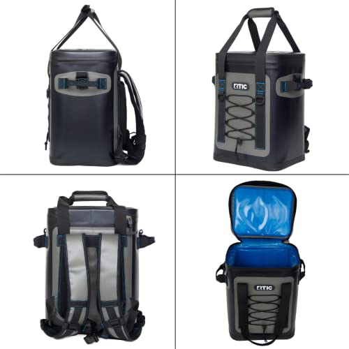 Rtic Backpack Cooler 20 Can, Insulated Portable Soft Cooler Bag Waterproof For Ice, Lunch, Beach, Drink, Beverage, Travel, Camping, Picnic, Car, Hiking, Blue/Grey #TOP1