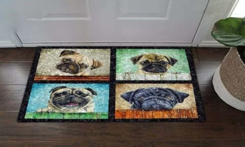���փ}�b�g �p�O���u�z�[���f�R���[�V���� 50×80cm doormat Pug Love Home Decor