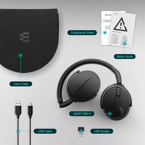 Image of EPOS | SENNHEISER Adapt 560 (1000207) - Dual-Sided, Dual-Connectivity, Wireless, Bluetooth, ANC On-Ear Headset | Discreet Foldable Boom Mic | for Mobile Phone & Softphone | Teams Certified (Black)