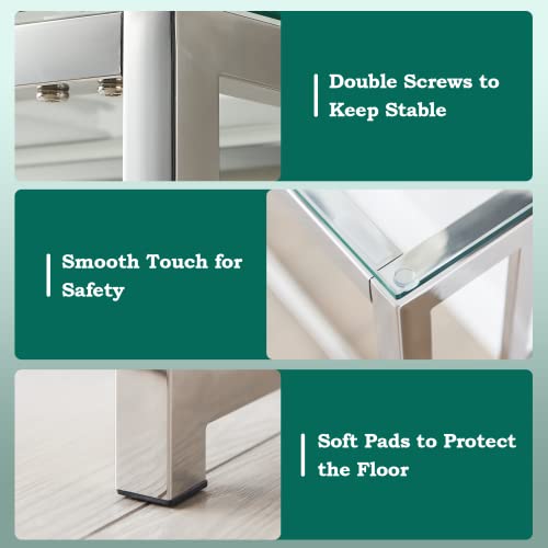 Glass Console Table Modern Sofa Table With Tempered Glass Top, Sturdy Stainless Steel Frame, Narrow Console Table Entryway Table For Entryway, Living Room, Hallway 41.7 X 11.8 X 30.7Inch(Wxdxh) #TOP2