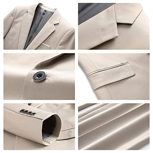 Mens Slim Fit Suits 3 Pieces One Button Solid Suit Blazers For Business Wedding Formal Prom Tuxedo Blazer Vest & Pant Set Champagne #TOP5