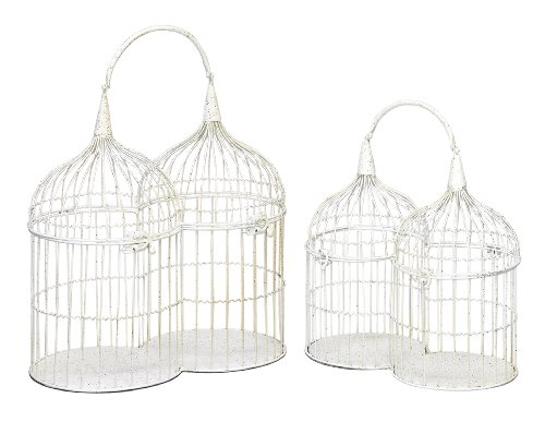 Image of Deco 79 64654 2-Piece Metal Round Bird Cage Set